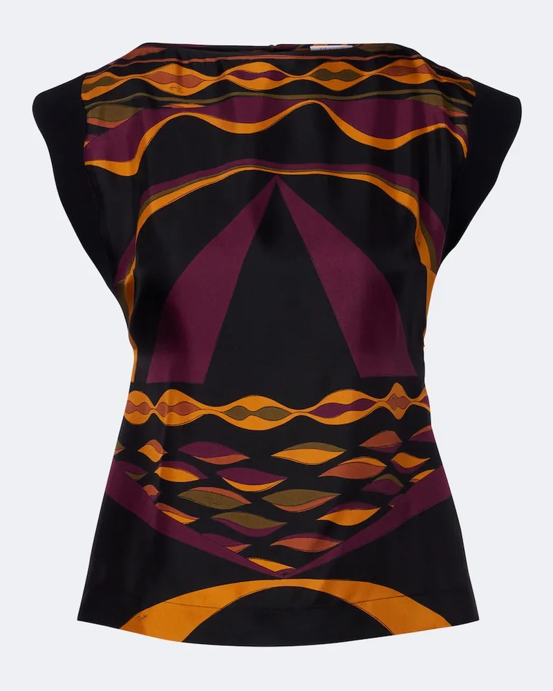 Emilio Pucci Top Dune aus Seiden-Twill Multicolor