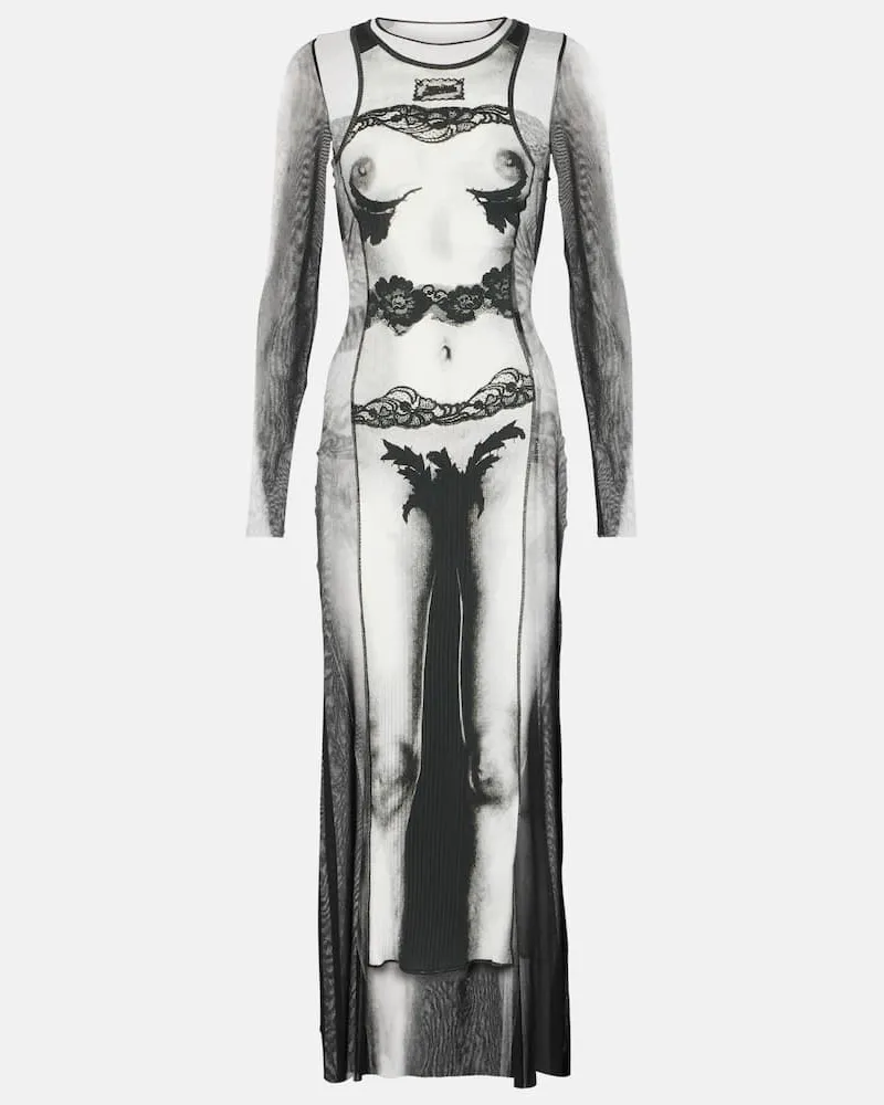Jean Paul Gaultier Maxikleid Marinière aus Mesh Schwarz