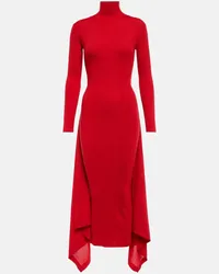 Alaïa Alaia Midikleid aus Kaschmir und Seide Rot