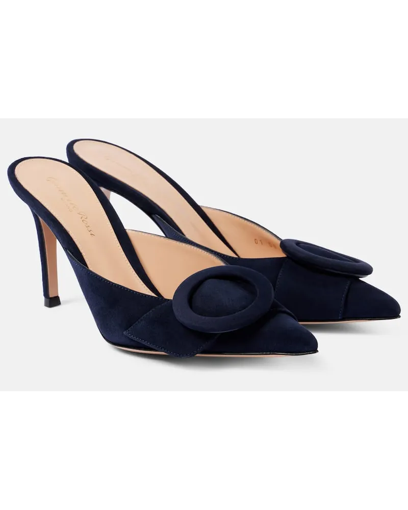 Gianvito Rossi Mules aus Veloursleder Blau