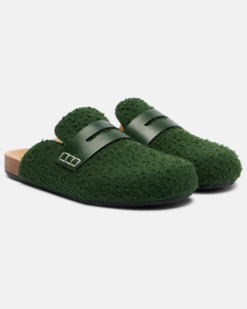 J.W.Anderson Slippers aus Filz Grün