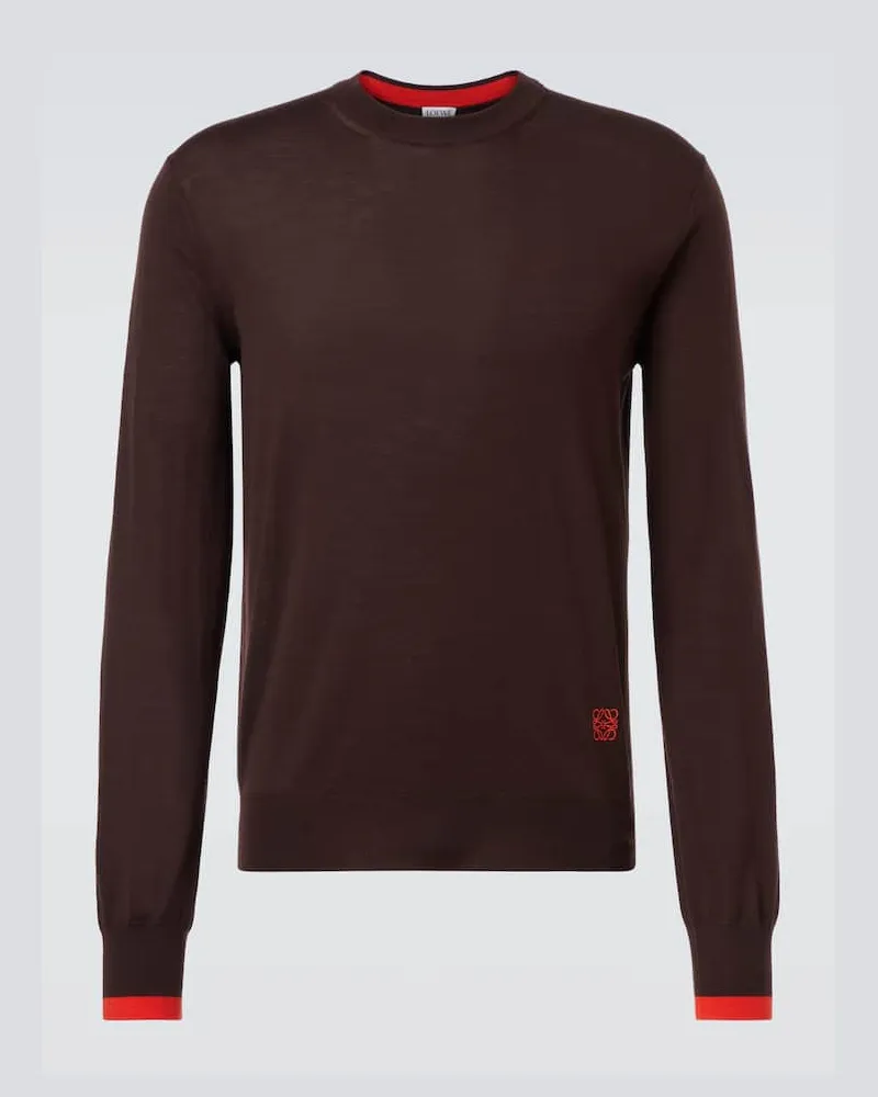 Loewe Pullover Anagram aus Wolle Braun