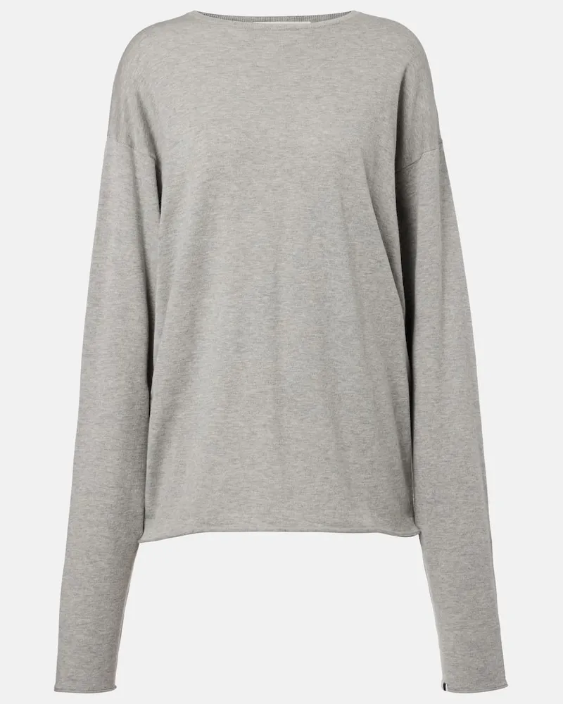 extreme cashmere Pullover N°347 Aries aus Baumwolle und Kaschmir Grau