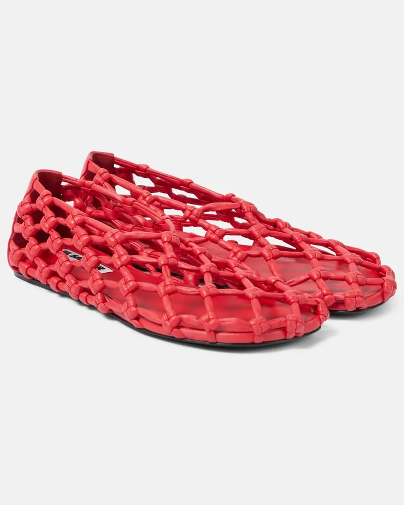 Jil Sander Ballerinas aus Leder Rot