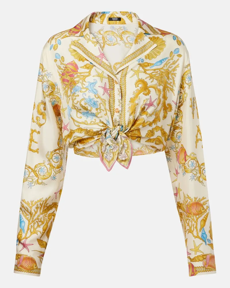 Versace Cropped-Top Underwater Barocco Gelb