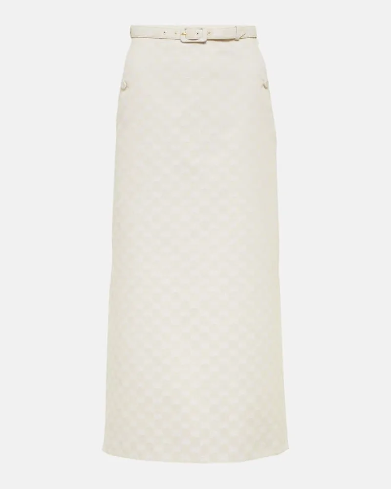 Gucci Midirock GG aus Gabardine Weiß