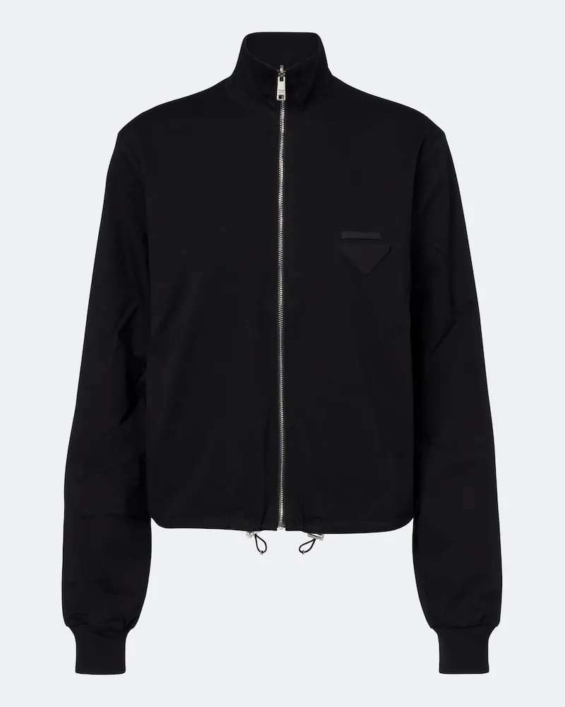 Prada Wendbarer Blouson aus Baumwolle und Re-Nylon Schwarz