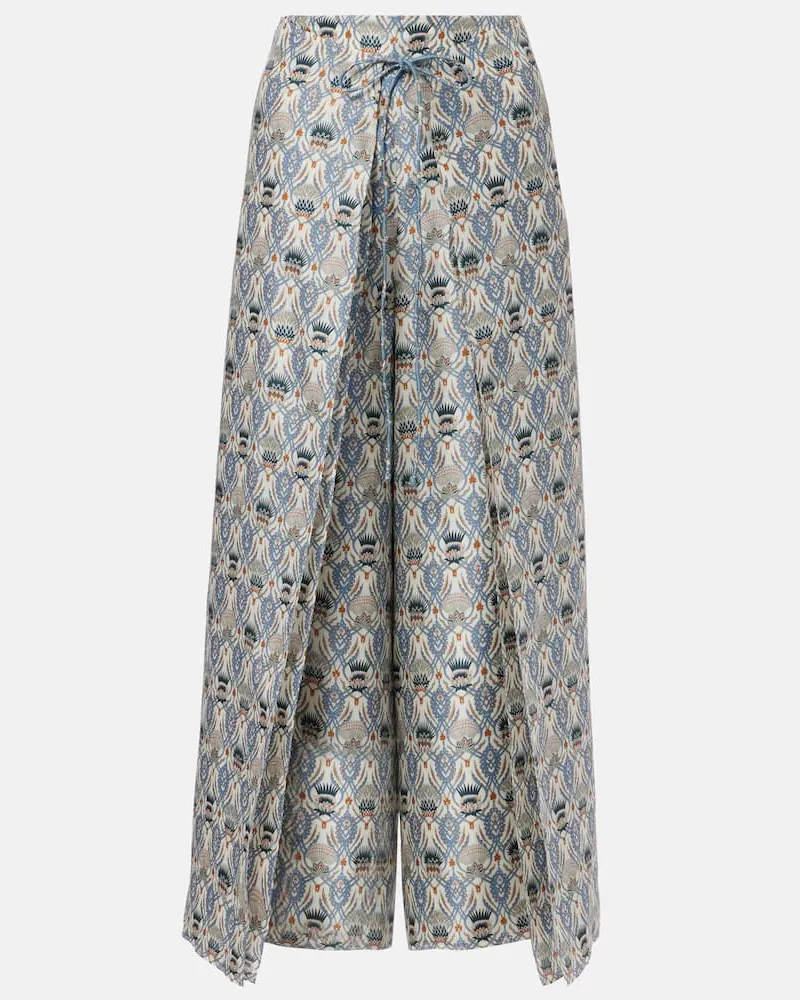 Loro Piana Weite Hose Maynard aus Seidensatin Multicolor