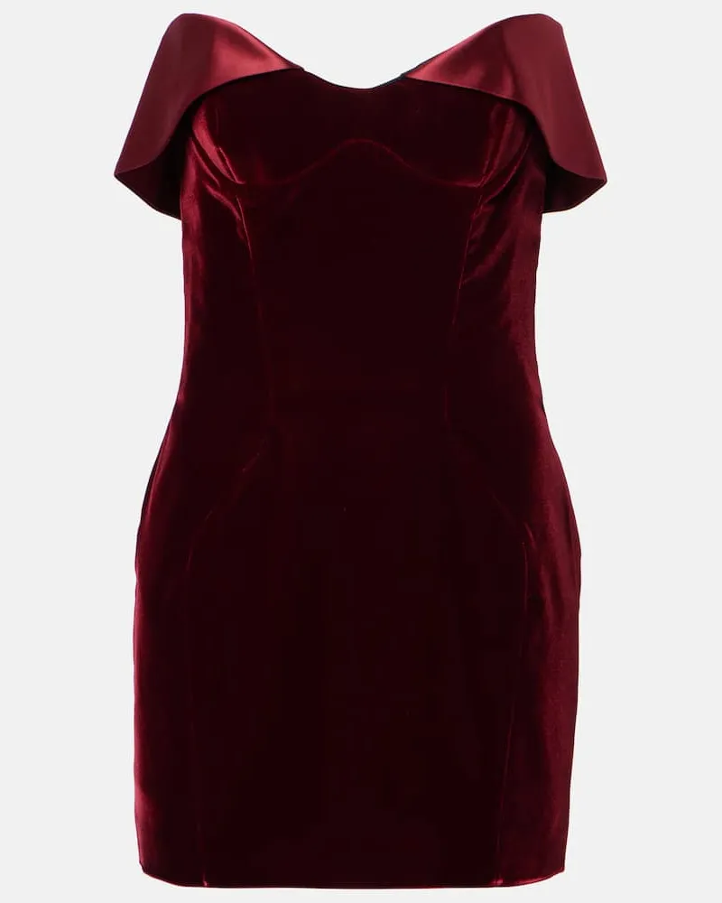 Thierry Mugler Minikleid aus Samt mit Satin Rot