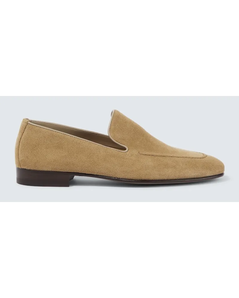 Manolo Blahnik Slip-Ons Truro aus Veloursleder Beige