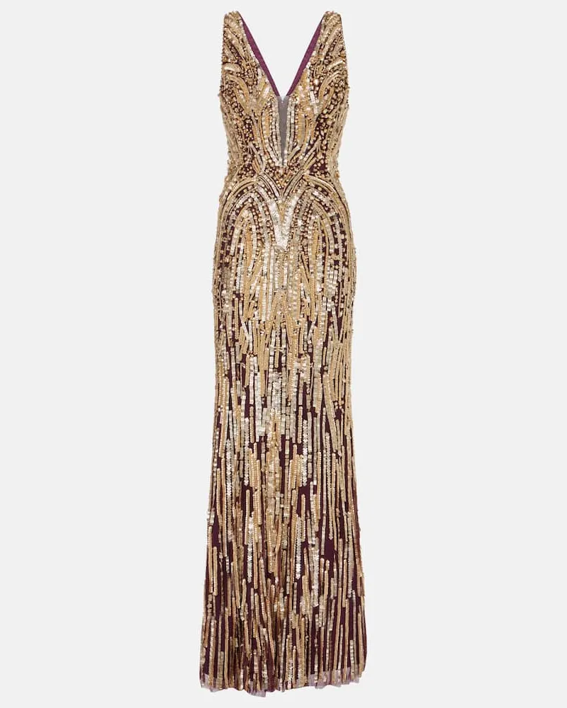 Jenny Packham Robe Raquel aus Tüll mit Pailletten Burgund