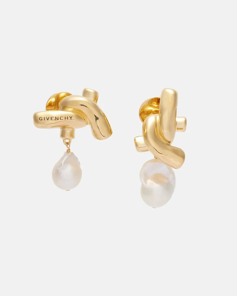 Givenchy Ohrringe Chain Link mit Zierperlen Gold