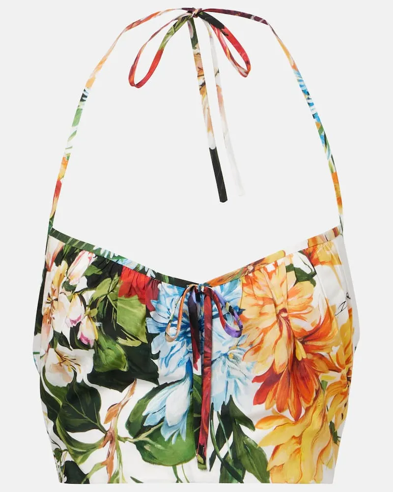 Dolce & Gabbana Cropped-Top aus Baumwollpopeline Multicolor