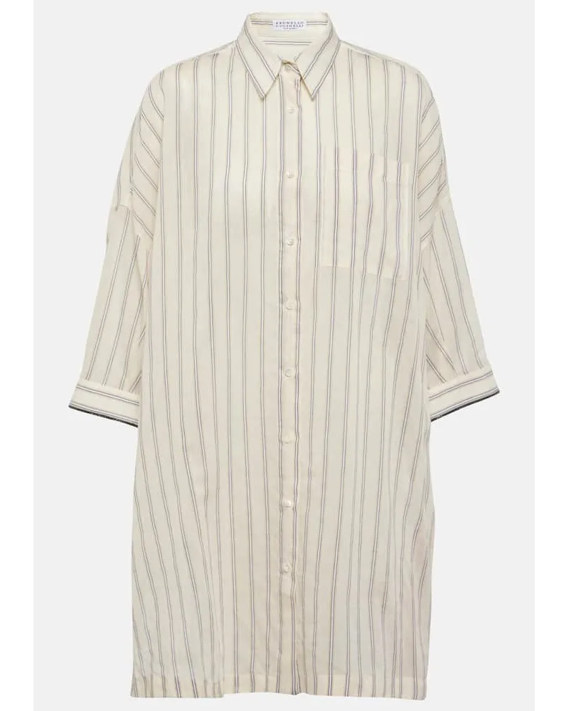 Brunello Cucinelli Hemd aus Baumwolle und Seide Beige
