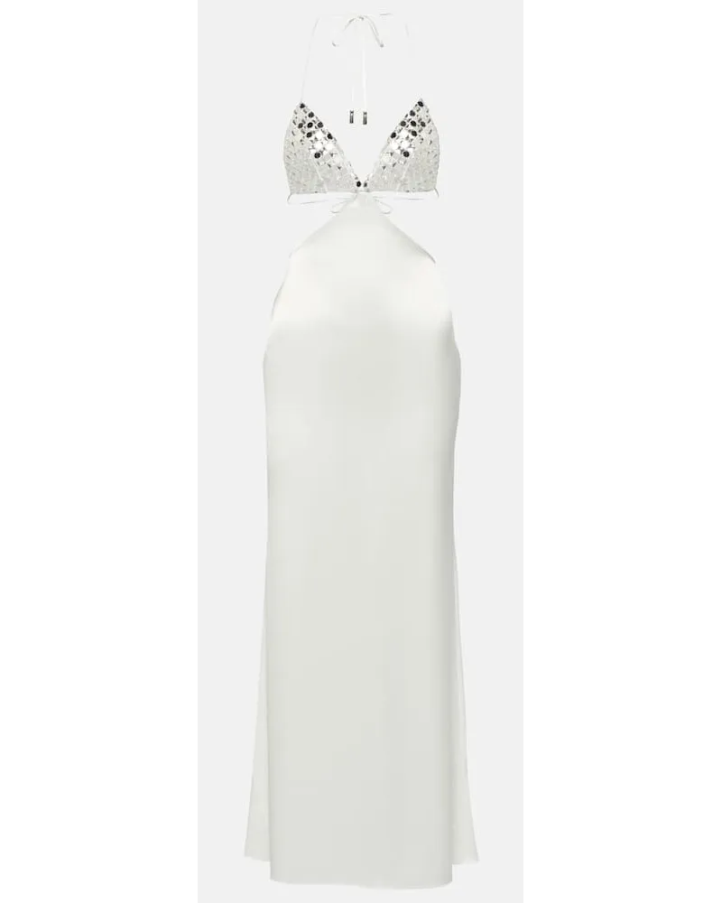 David Koma Verziertes Slipdress aus Satin Schwarz