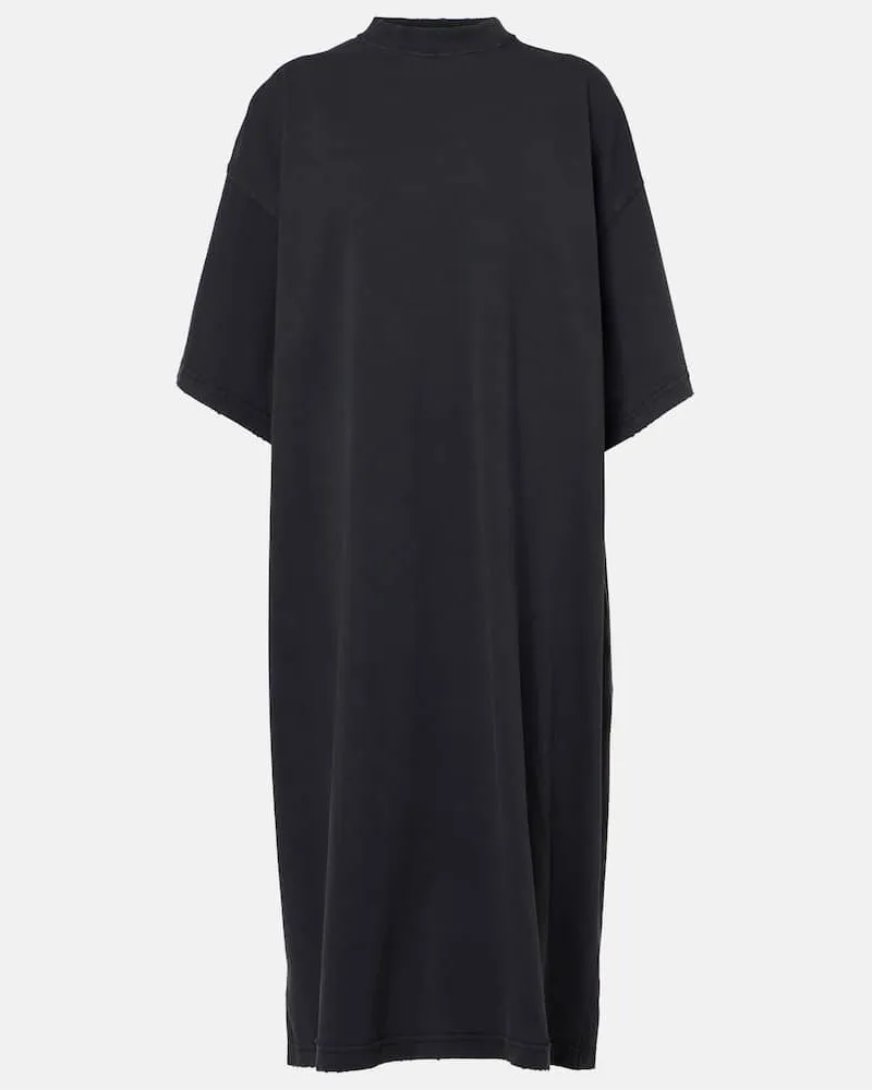 Balenciaga Midikleid aus Baumwoll-Jersey Schwarz