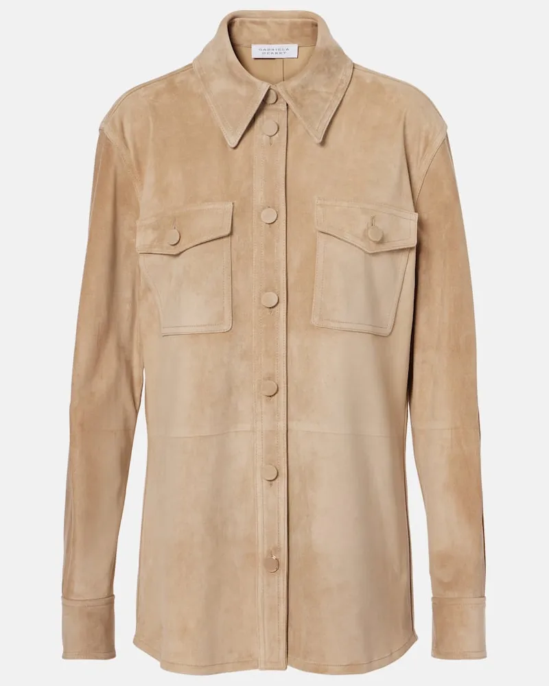 Gabriela Hearst Hemdjacke Irene aus Veloursleder Braun
