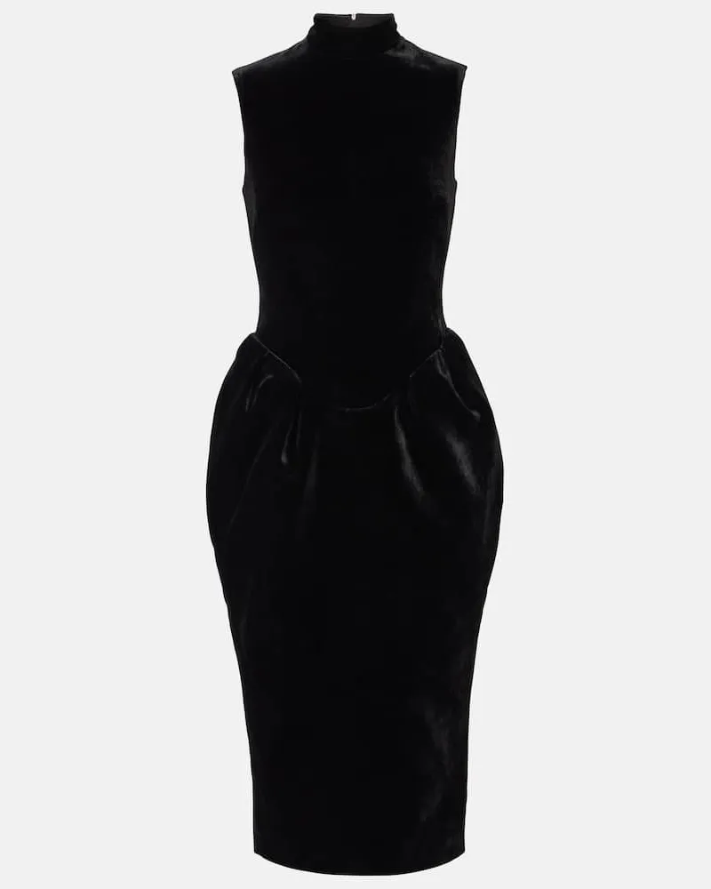 RASARIO Midikleid aus Samt Schwarz