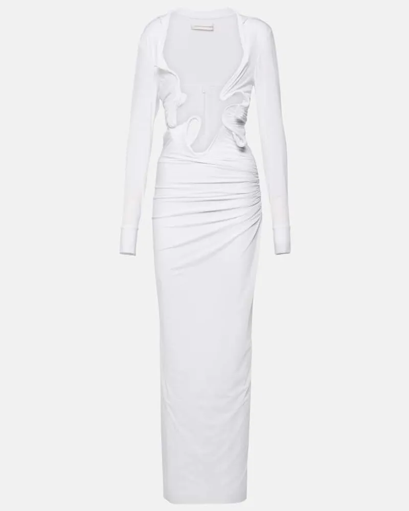 Christopher Esber Maxikleid Venus Plunge aus Jersey Weiß