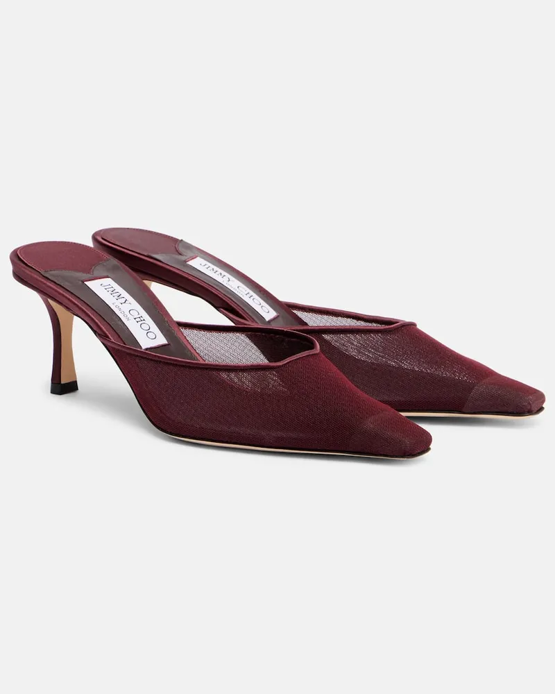 Jimmy Choo Pantoletten Vivi 65 aus Mesh Burgund