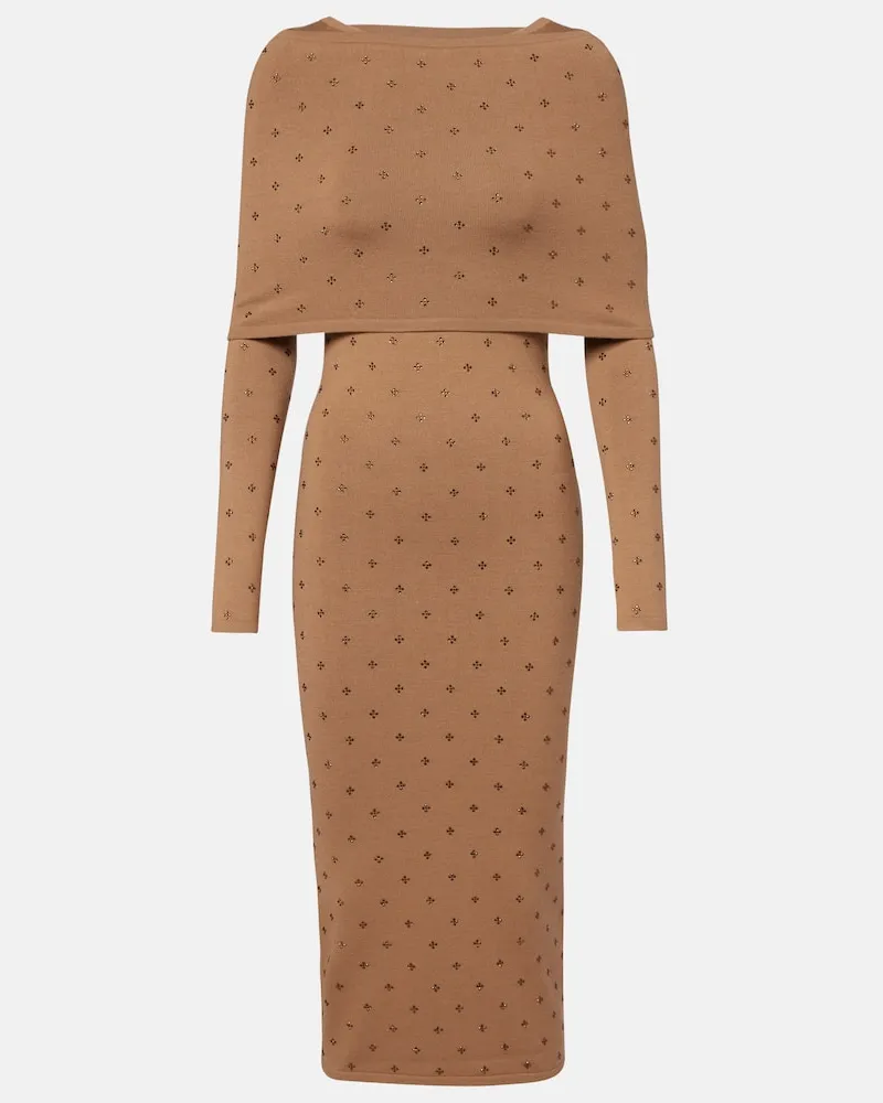 Max Mara Midikleid Adatti aus einem Wollgemisch Beige