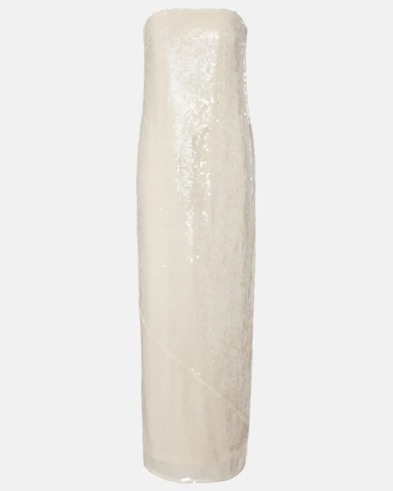 ROTATE Birger Christensen Maxikleid mit Pailletten Weiß