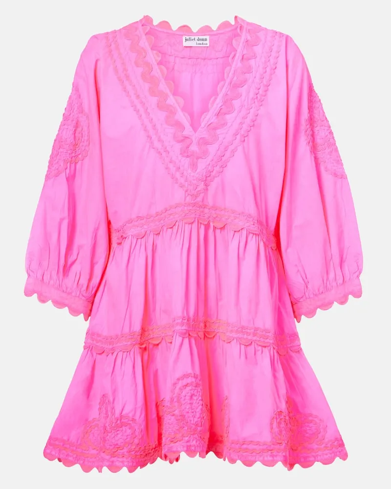Juliet Dunn Besticktes Minikleid aus Baumwollpopeline Pink