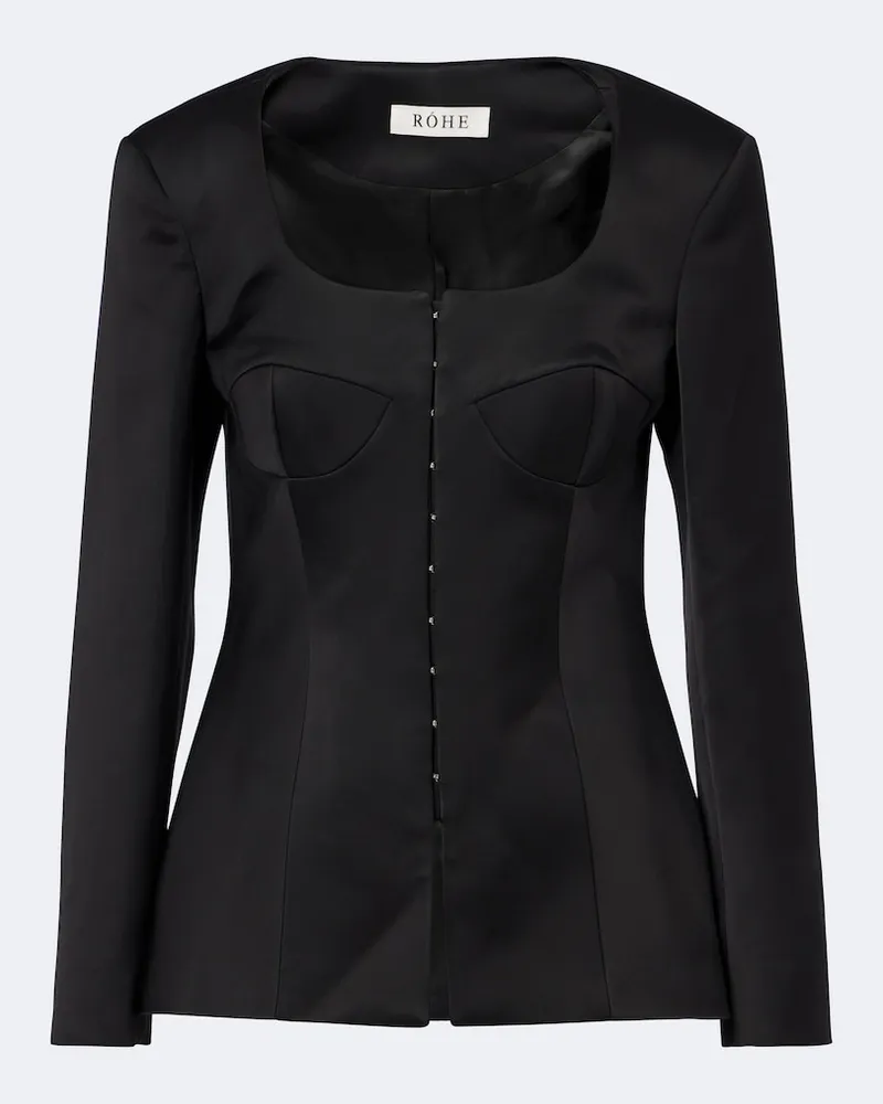 Róhe Róhe Jacke aus Satin Schwarz