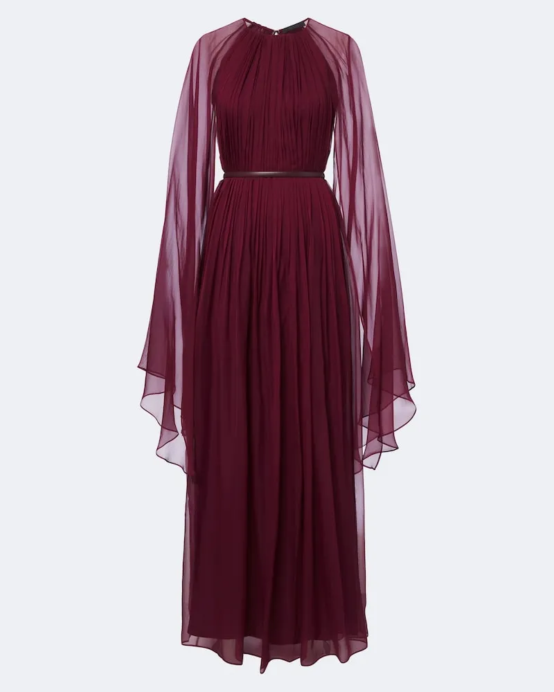 Max Mara Robe Elegante aus Seidenchiffon Burgunderrot