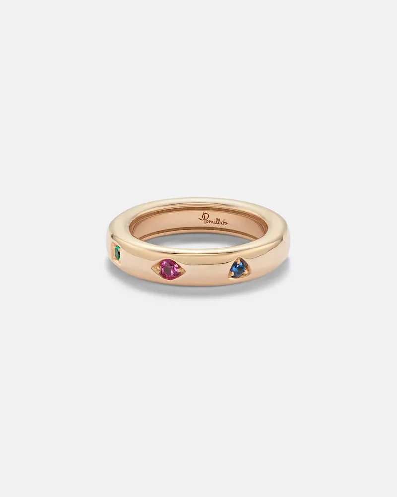 Pomellato Ring Iconica Extra Slim aus 18kt Roségold mit Edelsteinen Rosa