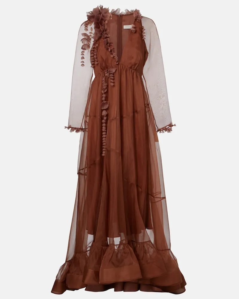 Zimmermann Maxikleid Como aus Seide Braun