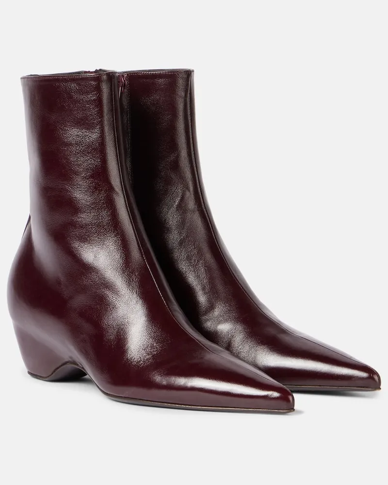 KHAITE Ankle Boots Sybil 40 aus Leder Burgunderrot