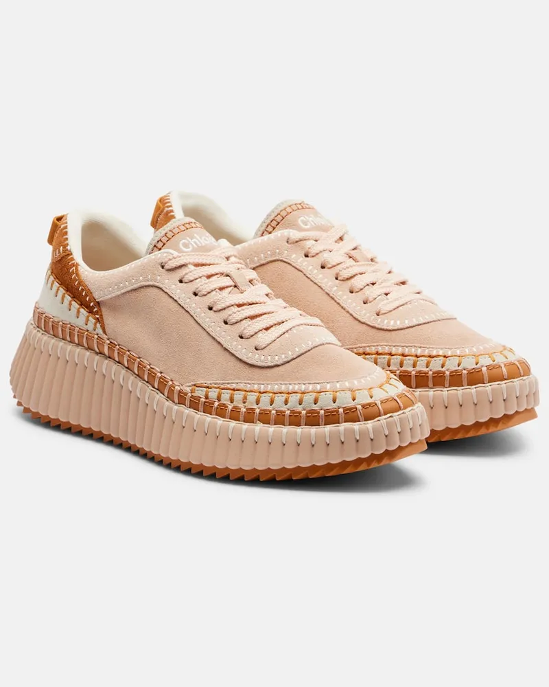 Chloé Chloé Plateau-Sneakers Nama aus Veloursleder Rosa