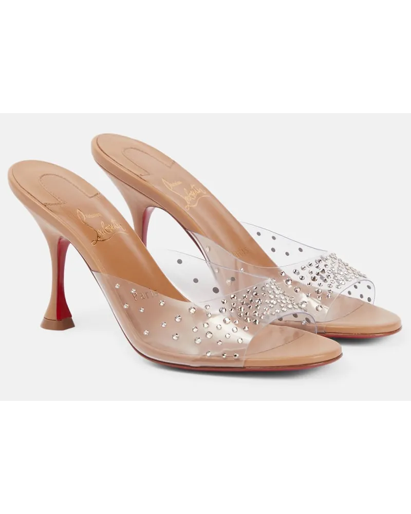 Christian Louboutin Nudes Verzierte Pantoletten Degramule Braun
