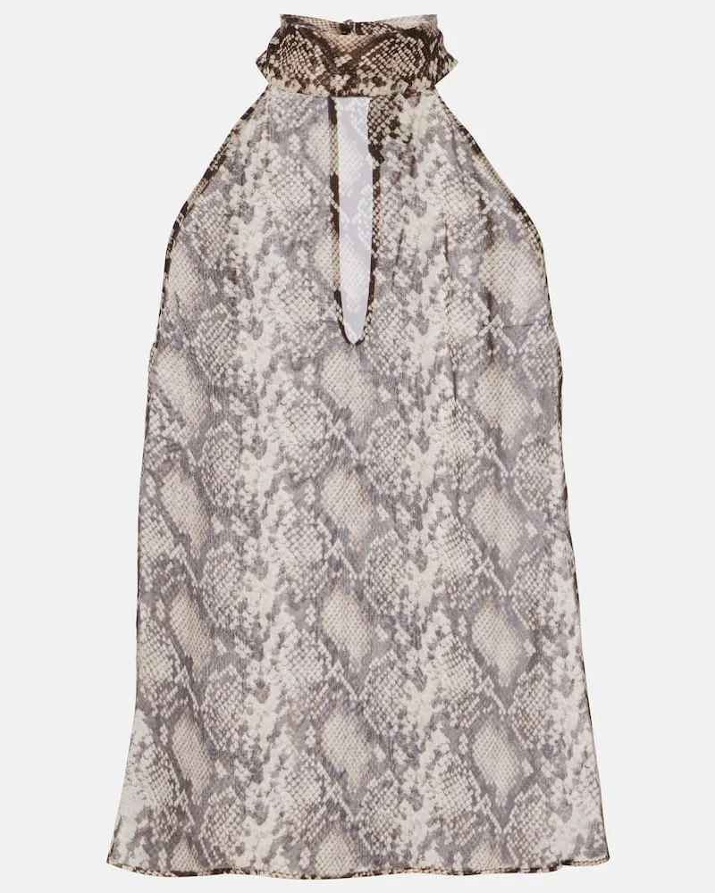 Nili Lotan Bedrucktes Top Alla aus Seide Braun