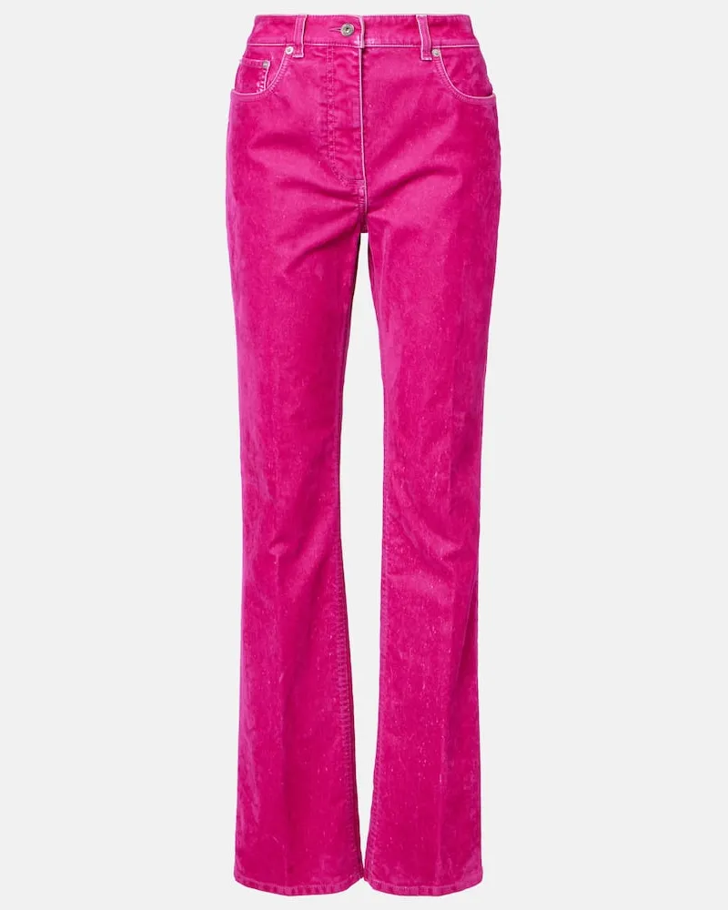 Ferragamo Gerade Hose aus einem Baumwollgemisch Rosa