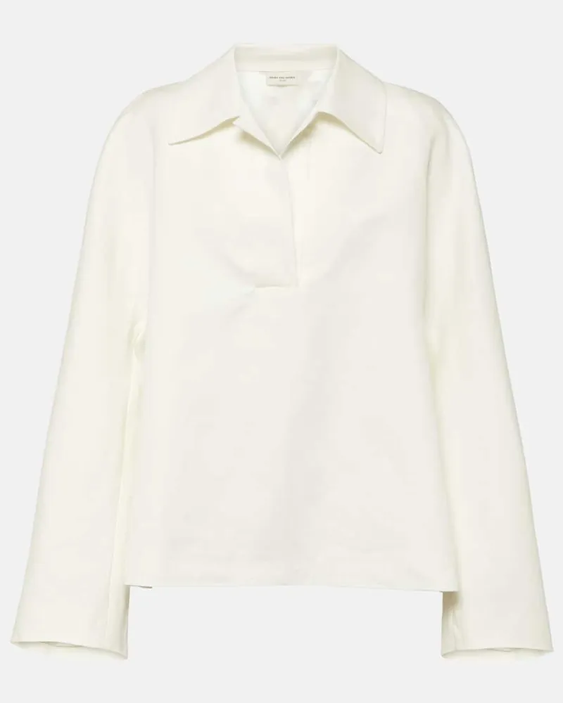 Dries van Noten Hemd aus Leinen und Baumwolle Weiß