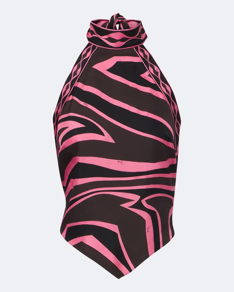 Emilio Pucci Top Labirinto aus Seiden-Twill Braun