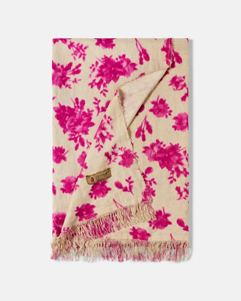 The House of Lyria Tischdecke Tormento aus Leinen Rosa
