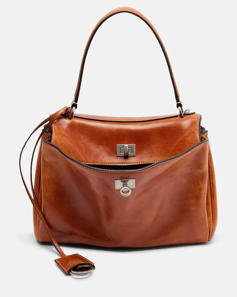 Balenciaga Henkeltasche Rodeo Small aus Leder Braun