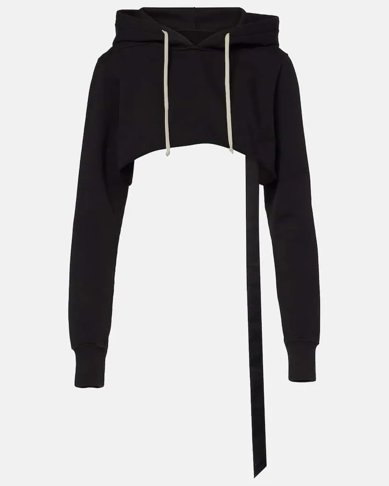 Rick Owens Cropped-Hoodie aus Baumwolle Schwarz