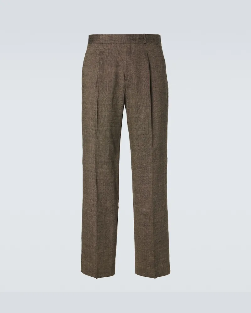Our Legacy Gerade Hose Slack aus Leinen, Seide und Baumwolle Braun