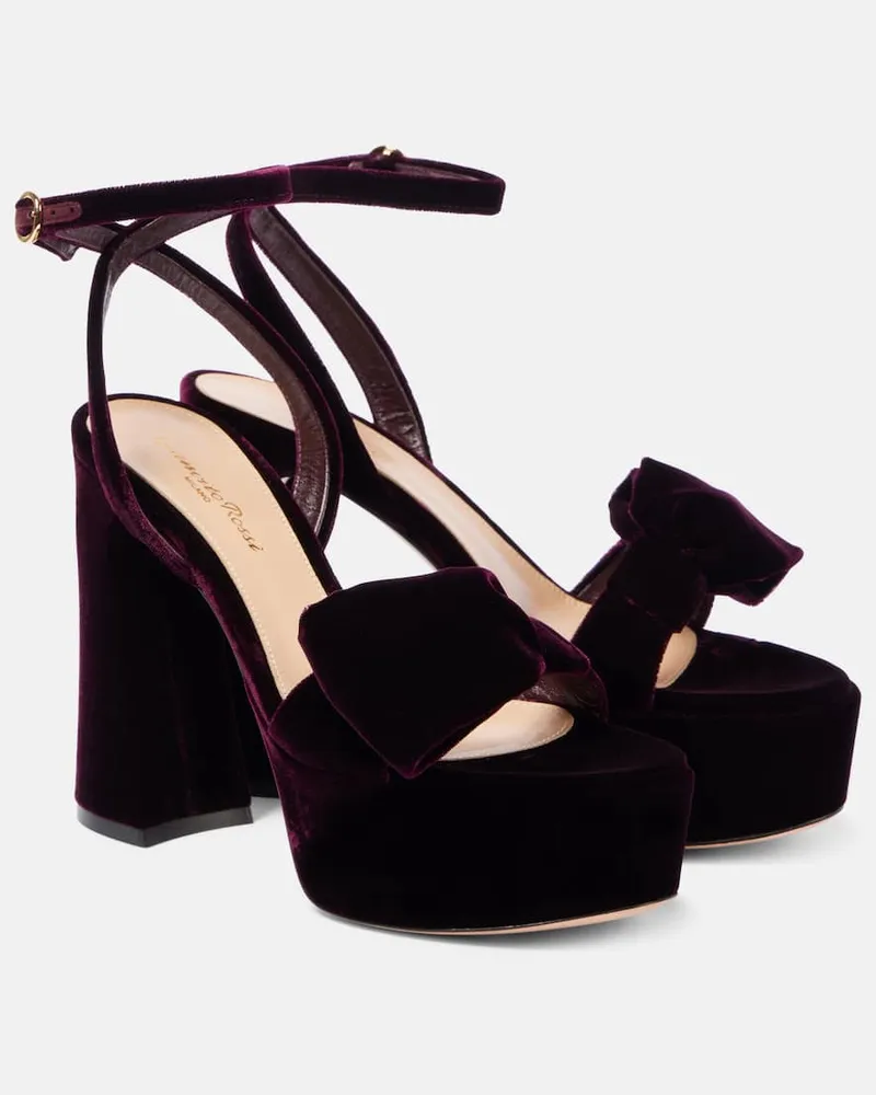 Gianvito Rossi Plateausandalen 70 aus Samt Burgunderrot