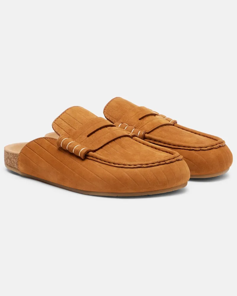 J.W.Anderson Slippers Stitch aus Veloursleder Braun