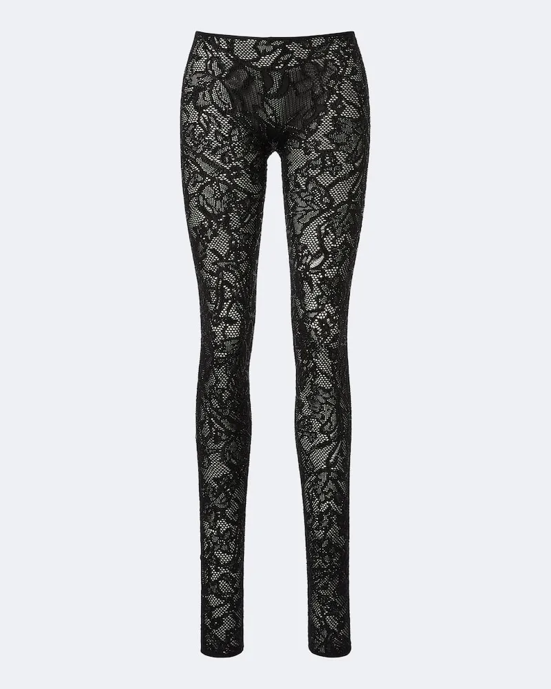 Gucci Leggings aus einem Seidengemisch mit Spitze Schwarz
