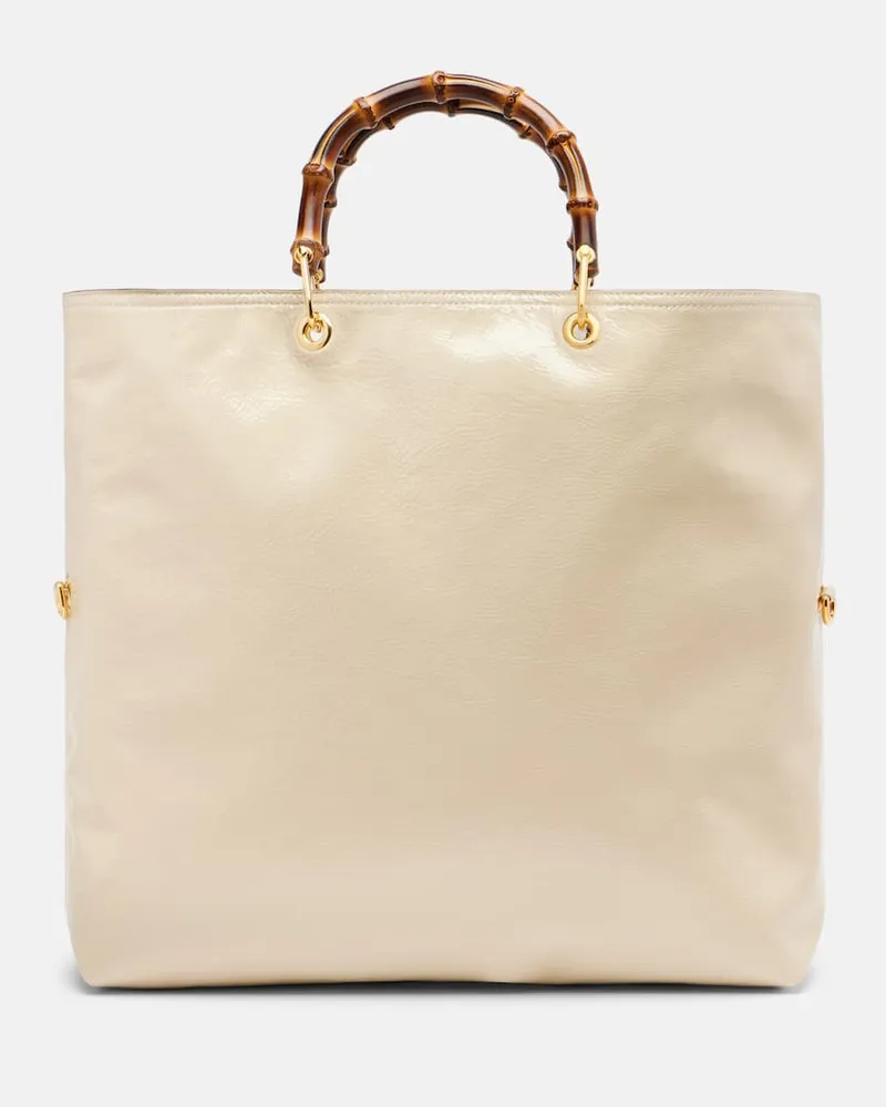 Gucci Shopper Gucci Bamboo Medium aus Leder Weiß