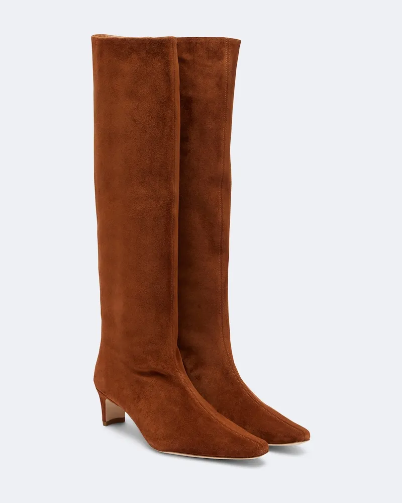 STAUD Kniehohe Stiefel Wally aus Veloursleder Braun