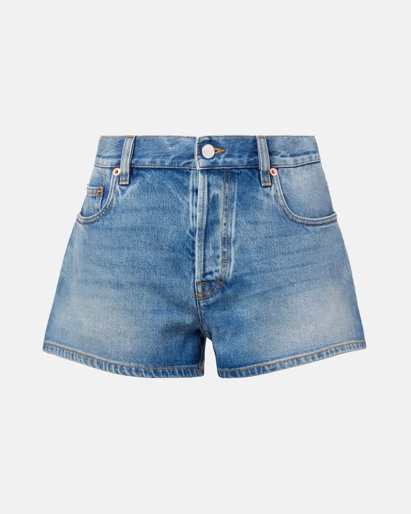 Gucci Mid-Rise Jeansshorts Blau