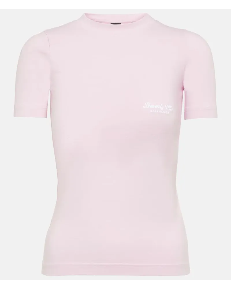 Balenciaga Bedrucktes T-Shirt aus Jersey Pink