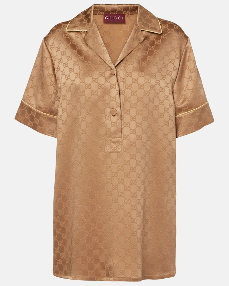 Gucci Bluse GG aus Satin Braun